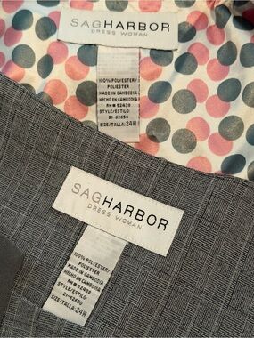 Sag Harbor Gray Plaid Women's Top with Polka Dot Lining